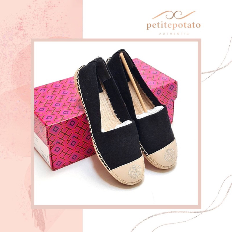 SEPATU BRANDED WANITA TORY BURCH COLORBLOCK FLAT ESPADRILLE CANVAS