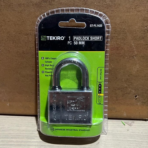 Gembok TEKIRO Putih 40mm 50mm 60mm LEHER PENDEK - Kunci Gantung Crom Bagus - Gembok Pendek Putih Chrome Padlock Short Top Security TKR