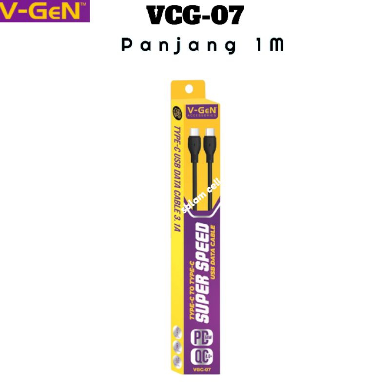 Kabel Data Type-C to Type-C V-Gen VGC-08 Super Speed Panjang 2M Original Vgen Garansi Resmi