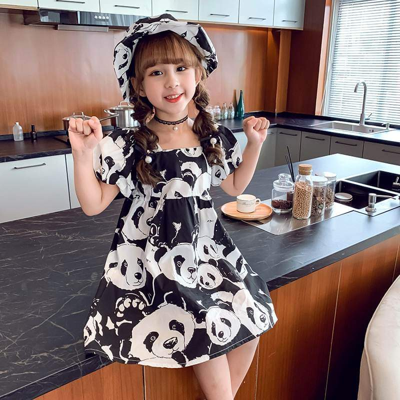 Dress Anak Perempuan DENGAN TOPI Cuty Panda