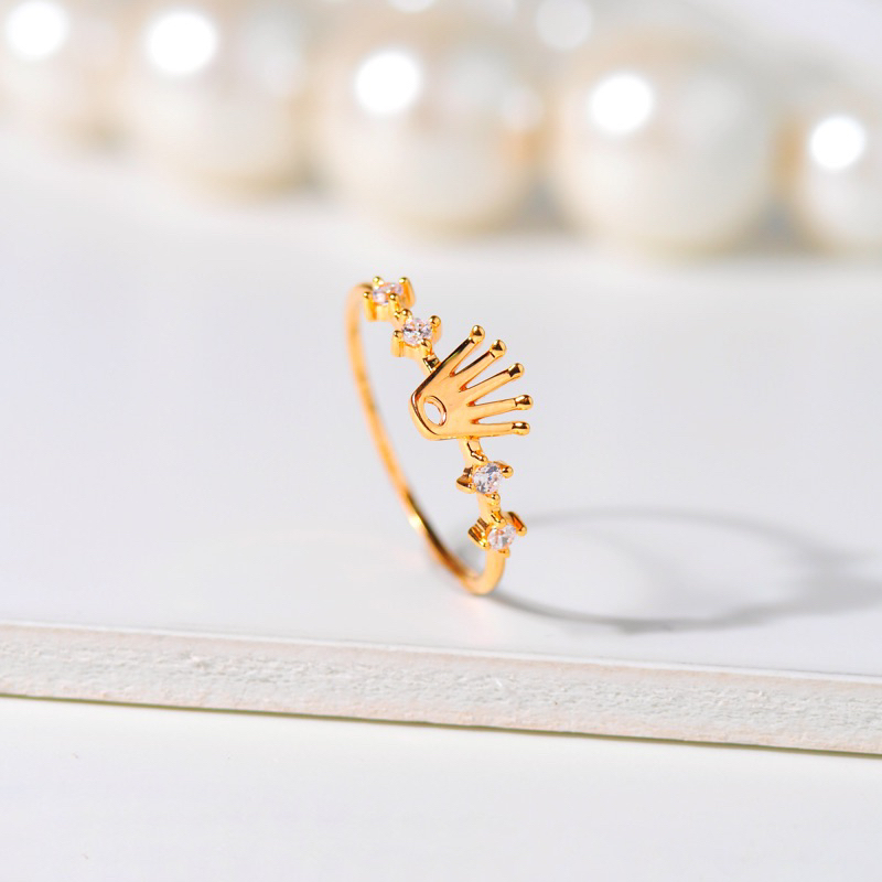 Cincin Emas Mahkota Mata Samping- Toko Emas Gadjah