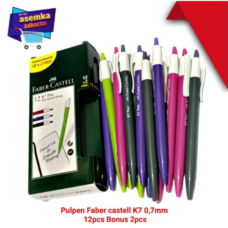 Bolpen Pulpen Faber castell K7/P7  0,7mm isi 12+2 14pcs