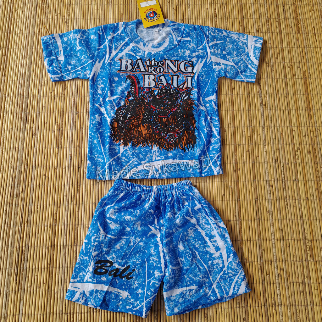Setelan baju celana anak motif barong bali