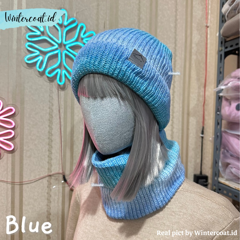 Topi beanie hat winter musim dingin tie dye rajut hangat inner bulu thermal import kupluk wanita pria unisex