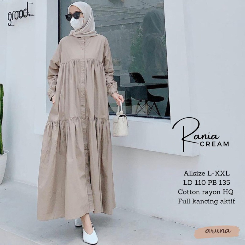 LONG DRESS RANIA DRESS RAMPEL POLOS MUSLIM KEKINIAN