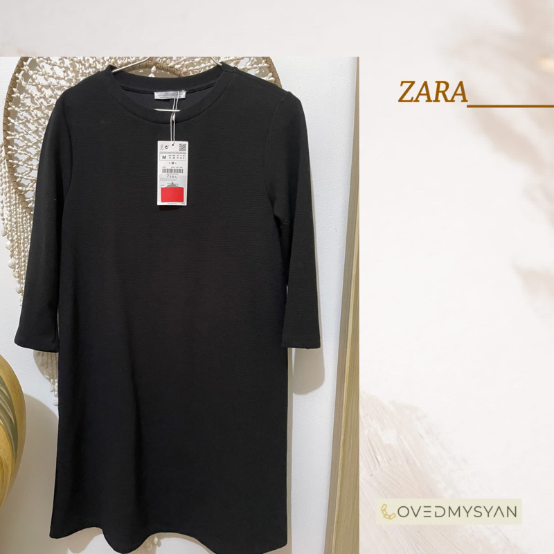 [NEW] ZARA BLACK MIDI DRESS | TUNIK HITAM