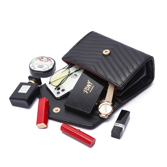 ZIA Tas Rantai Selempang Bahu Kekinian BORDIR Segitiga Slingbag Wanita Pria Remaja Elegant Korean Style By Chikoisme (RSL) NR