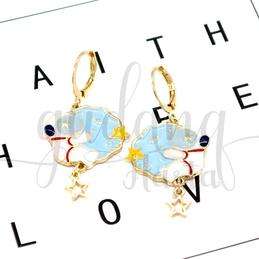 Anting Stud Wanita Hoop Astronaut Earrings Motif Planet Astronot GH 203479