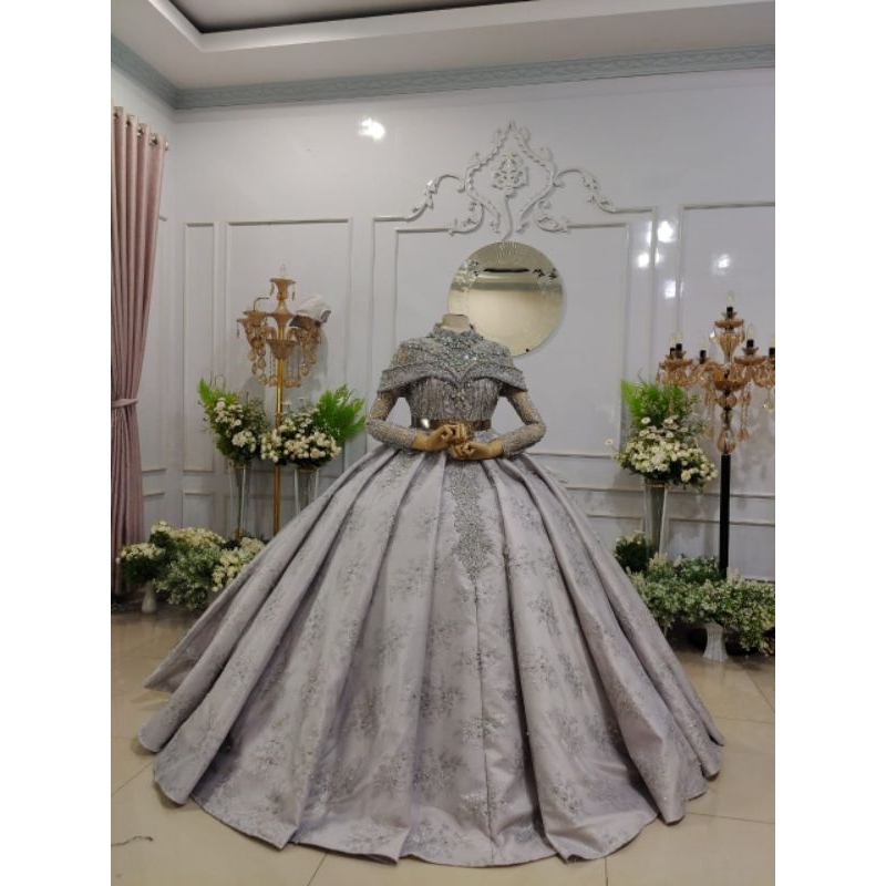 TERLARIS GAUN  BARBY WEDDING CANTIK BAHAN PREMIUM FUL PAYET/GAUN WEDDING MODEREN/BAJU PENGANTIN BARU