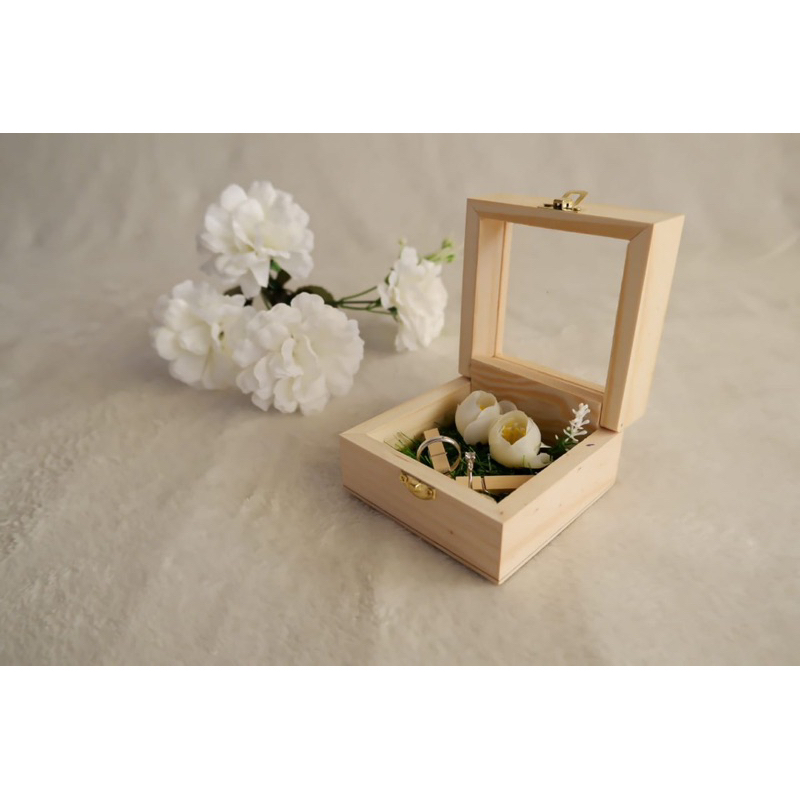 (COD) Kotak Cincin / Ring Box / Box Cincin Tunangan / Lamaran / Pernikahan Kayu akrilik unik