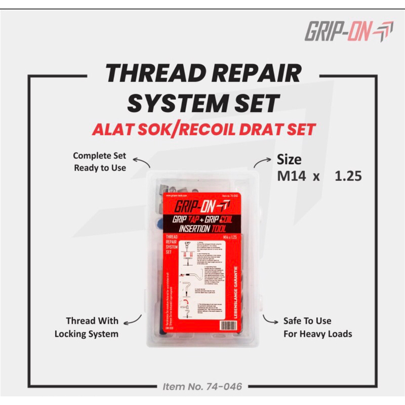 GRIP ON THREAD REPAIR SYSTEM SET / Alat recoil drat set / Alat bengkel