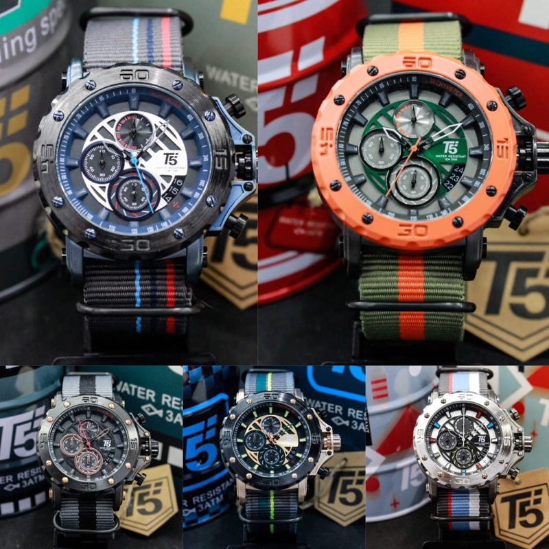 JAM TANGAN PRIA T5 STRAP CANVAS H3946/H 3946 Cronograp ORIGINAL