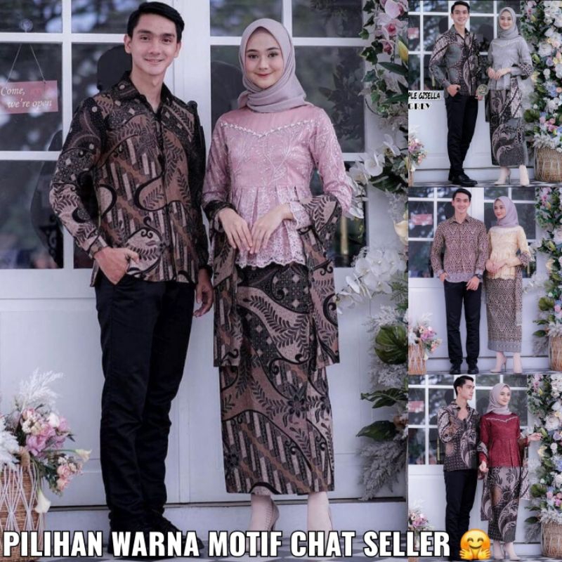 SET KEMEJA BATIK PREMIUM COUPLE KEBAYA ASYIFA / CUSTOM ANAK & JUMBO / BAJU SETELAN SERAGAM PASANGAN 