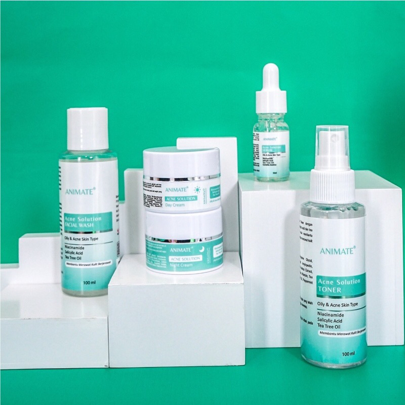 (BISA COD) [FREE GIFT] ANIMATE ACNE SOLUTION SERIES 5IN1