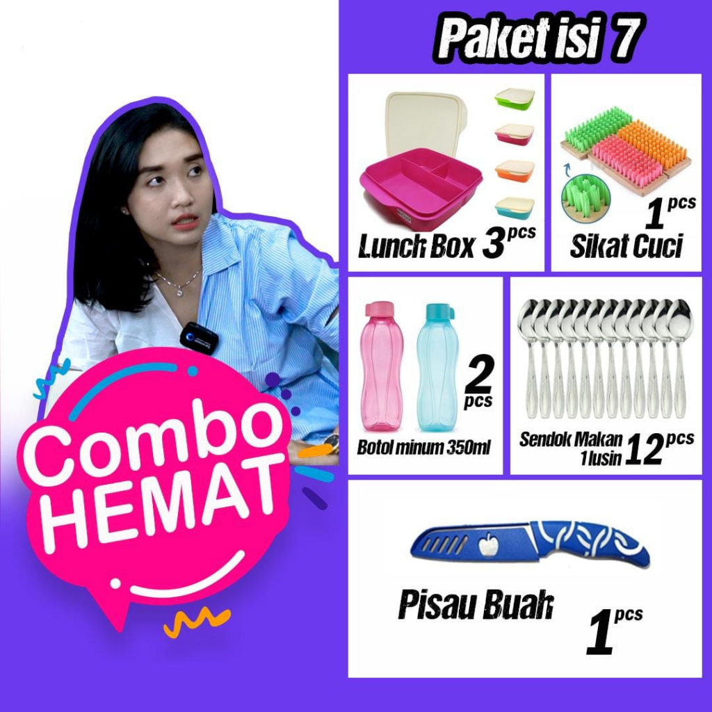 COMBO BUNDLING TEMPAT MAKAN MURAH / BOTOL MINUM / PISAU BUAH / SENDOK 1 LUSIN / SIKAT BAJU AIRTERNA