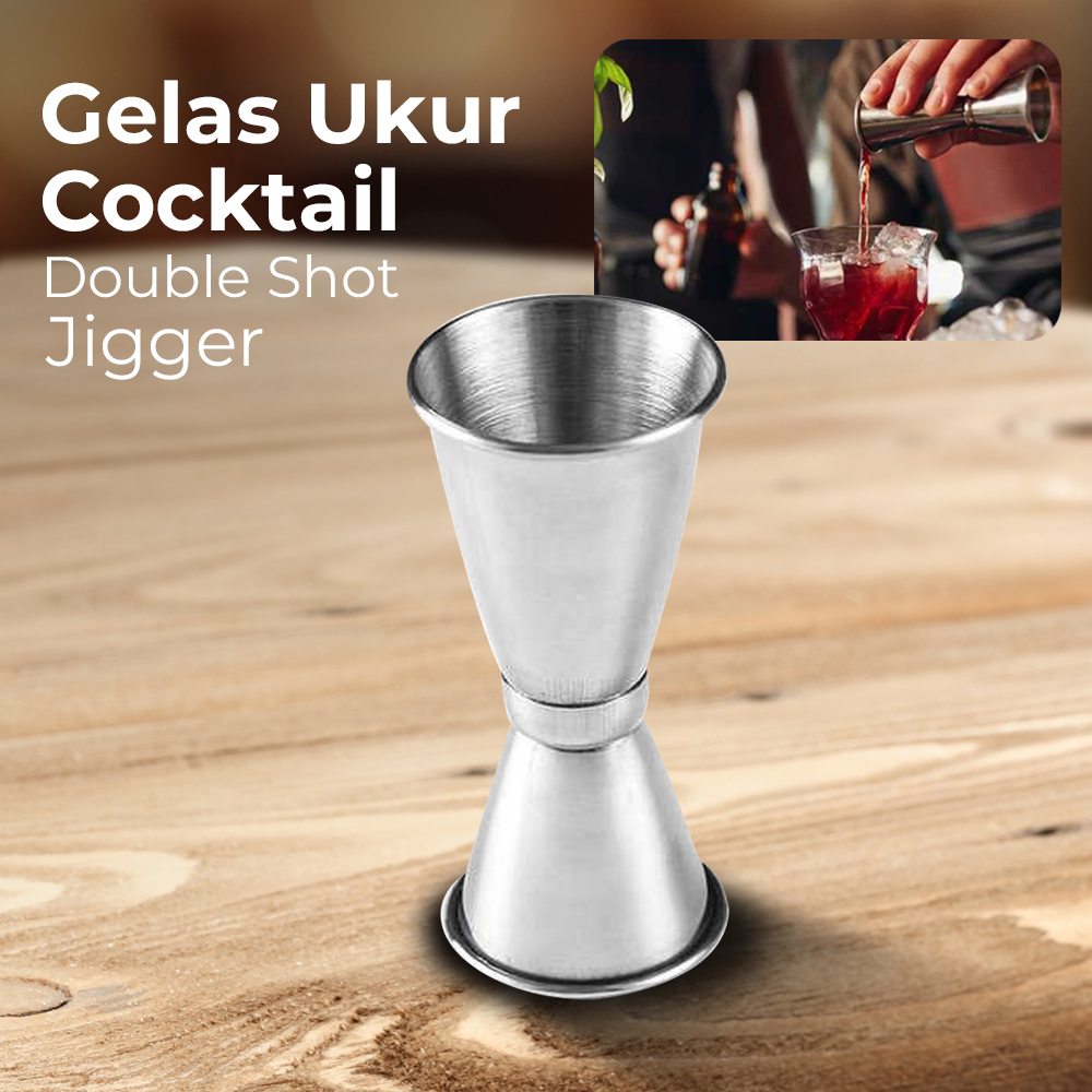 Gelas Ukur Jigger Bartender Cocktail Double Shot 30ml and 50ml - MSA10 - 7RHZE3SV Silver