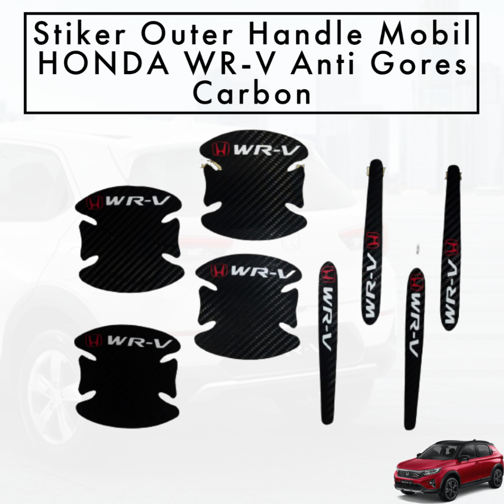 Stiker Mobil Outer Handle Anti Gores Pelindung Pintu Carbon Logo Honda WR-V Sticker