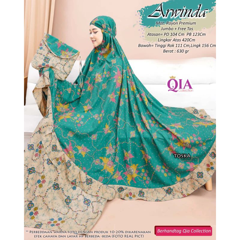 Mukena Dewasa ARWINDA Jumbo/Bahan rayon premium, free tas