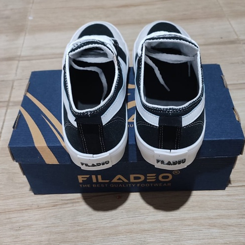 SEPATU FILADEO MASA KINI MOTIF F HITAM PUTIH FREE BOX