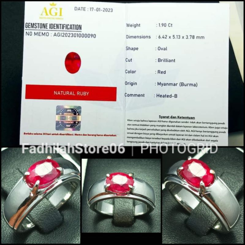 NATURAL RED RUBY PIGEON BLOOD OVAL CUTTING + MEMO LAB