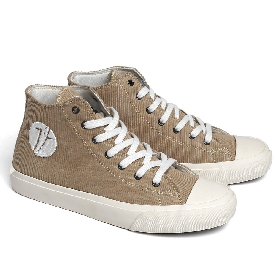 Vulking Sepatu Sneakers Basic High Pria Casual Street Style PALERMO KHAKI Corduroy Original