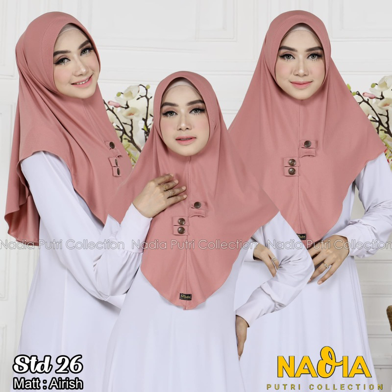 STD 26 By Nadia Putri Original Collection Hijab Instan Jersey Airis Premium Rempel Kancing Kerudung 