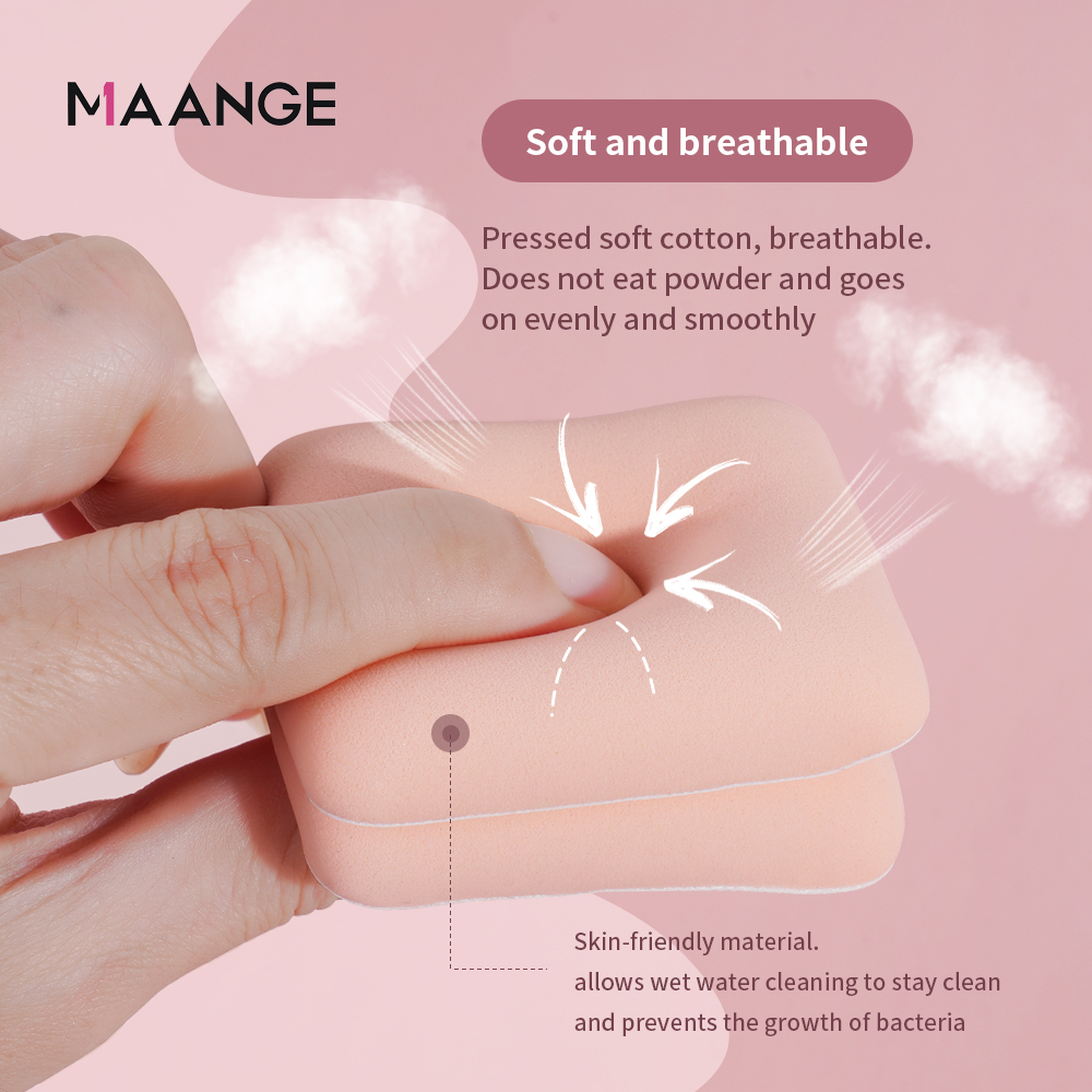 MAANGE 5PCS Spon Pizza Segitiga Cushion Puff Dry Use Sponge Makeup Bedak Foundation Puff Spons Rias Sisi Ganda Bantalan Udara Puff Kering Penggunaan Riasan Cair Berkualitas Tinggi Lembut 51028