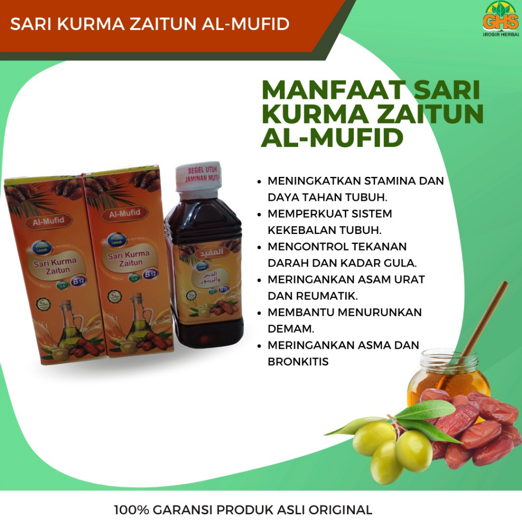 

(Kemasan baru) Sari Kurma Zaitun | Al Mufid sari kurma plus zaitun