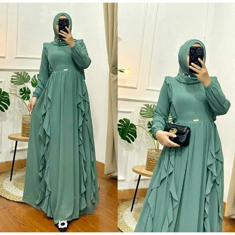 Ayeena Dress Bahan Caruty Babydoll Full Furing