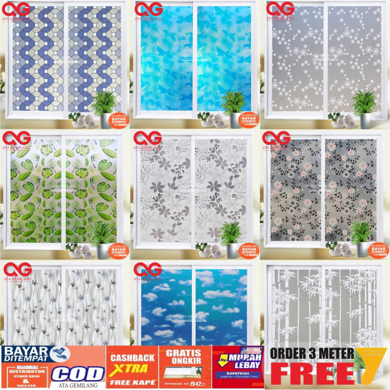 Stiker Kaca Motif Untuk Dekorasi Rumah/Stiker Jendela/Stiker Kaca Jendela/Sticker Kaca/Stiker Kaca J
