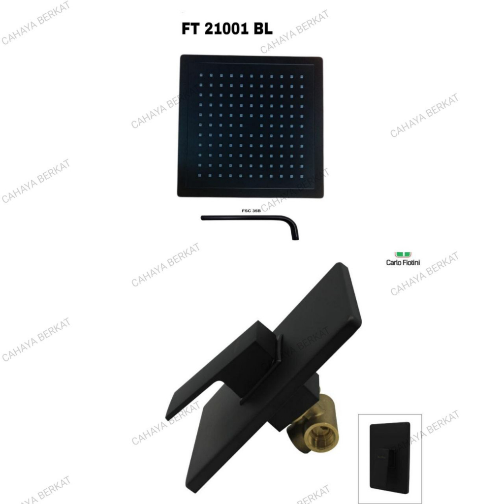 Paket Wall Shower Tanam Black / Hitam + Stop Kran Tanam Panas Dingin PROMO