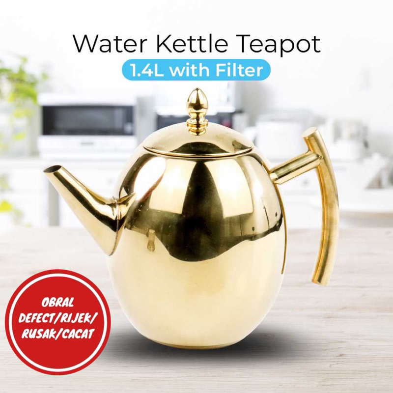 [OBRAL RIJEK] Teko Teh Stainless Steel 304 Saringan Water Kettle Teapot 1.5L - HS4050