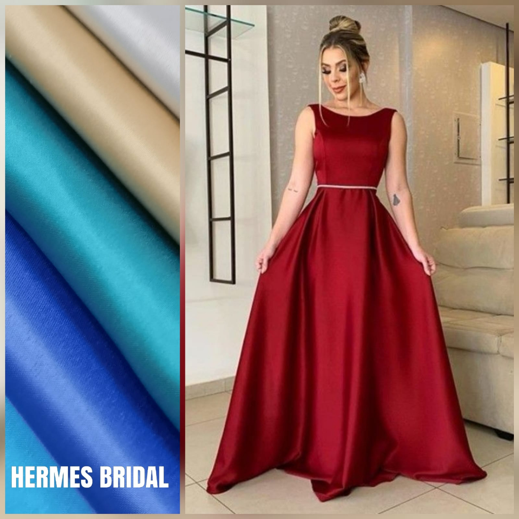 Kain Satin meteran premium silk polos  bridesmaid BRIDAL SATEN BAHAN DUTCHES READY 50 WARNA KOMPLIT