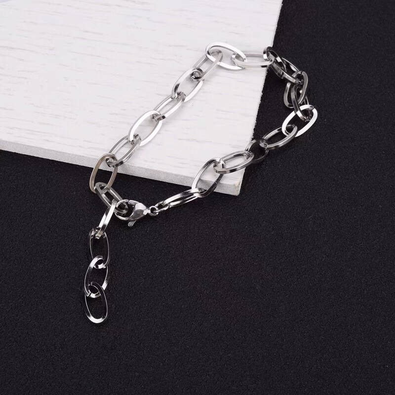 GELANG RANTAI TITANIUM PRIA WANITA PAPER CLIP MODEL KOREA