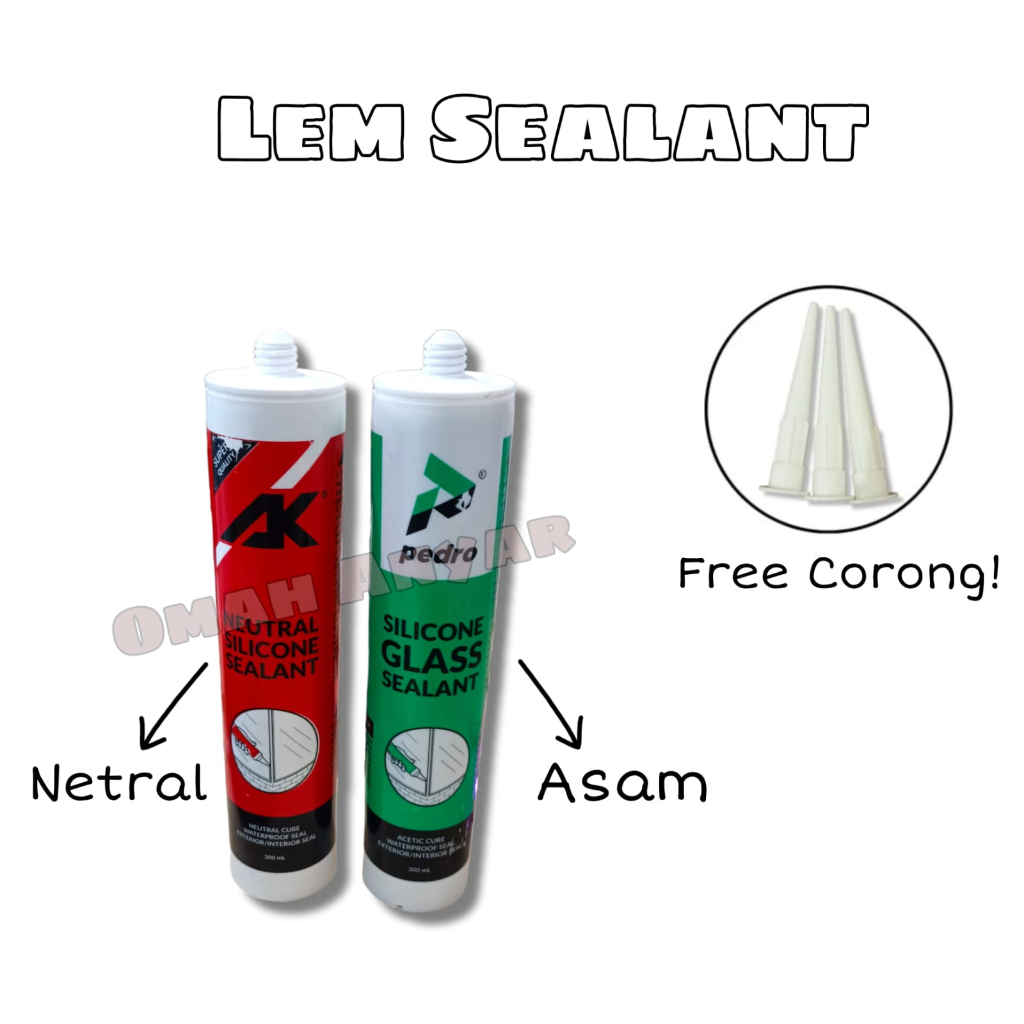 Lem Silikon Tembak Silicone Sealant Kaca Akuarium Asam Neutral Pedro GG GRH BUKAN Dowseal