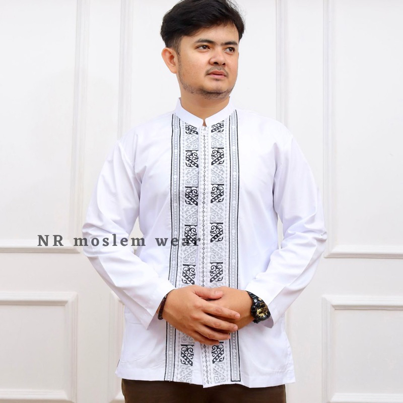 BAJU KOKO PUTIH DEWASA , KEMEJA KOKO ,BAJU MUSLIM PRIA kode ASP-98