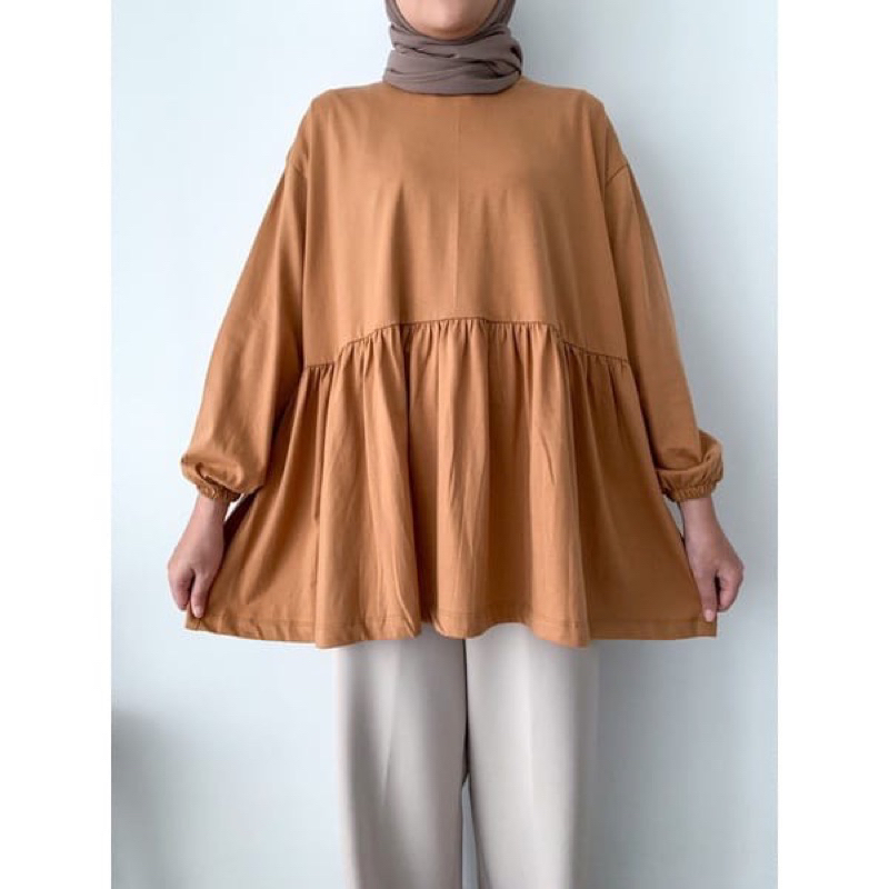 Kaos Lengan Panjang Oversize Top Nonbusui Busui Cotton Combed