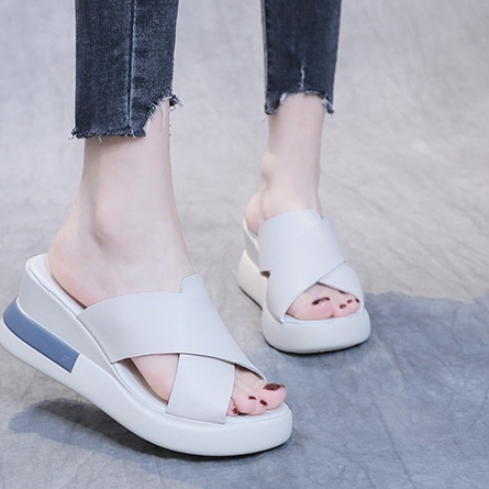 SW111 Sandal Wedges Perekat Fashion Wanita Import