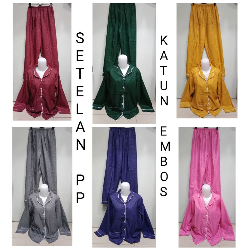 Setelan tidur katun PP / setelan tidur katun / setelan tidur panjang / baju tidur  katun panjang