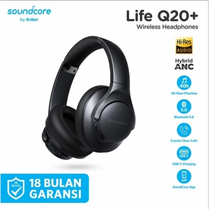 Anker Soundcore Q20 Plus ANC Noise Cancelling Bluetooth Headphone