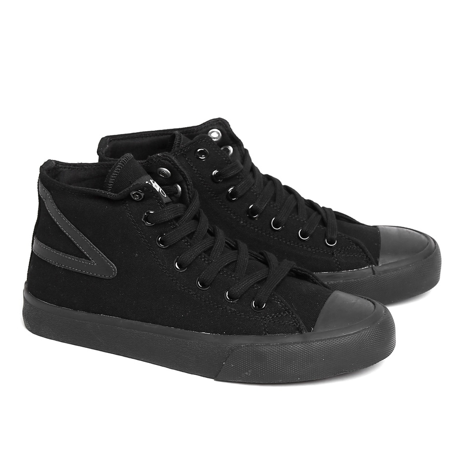 Vulking Sepatu Old School Sekolah Casual Basic Century High Full Black Canvas Premium Original
