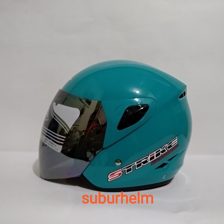 HELM  ASCA  STRIKE  SOLID  GREEN  FAZIO  HALF FACE  SINGLE VISOR  RAINBOW   SNI  ORI