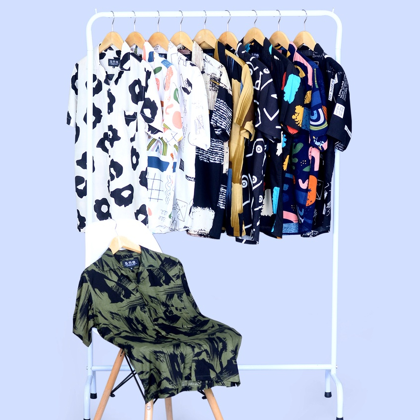 Baju Atasan Kemeja Kameja Hem Pria cowo cowok laki-laki Wanita Perempuan Hawai Hawaii Pantai Motif P