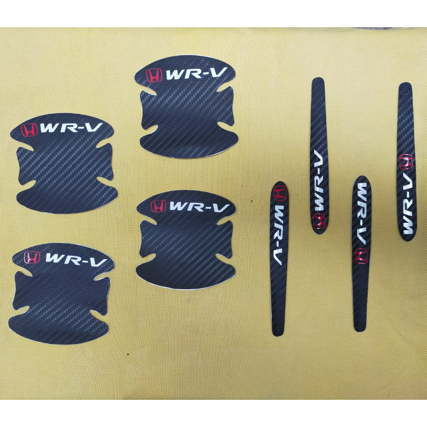 Stiker Mobil Outer Handle Anti Gores Pelindung Pintu Carbon Logo Honda WR-V Sticker