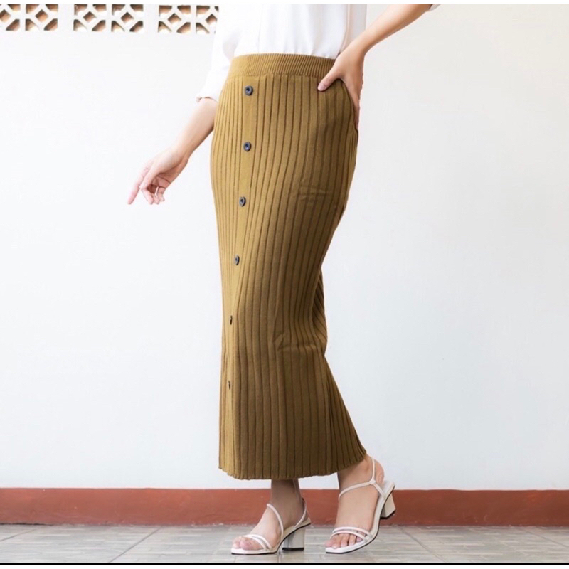 rok wanita span rajut/rok kancing skirt wanita premium/  bawahan rajut wanit