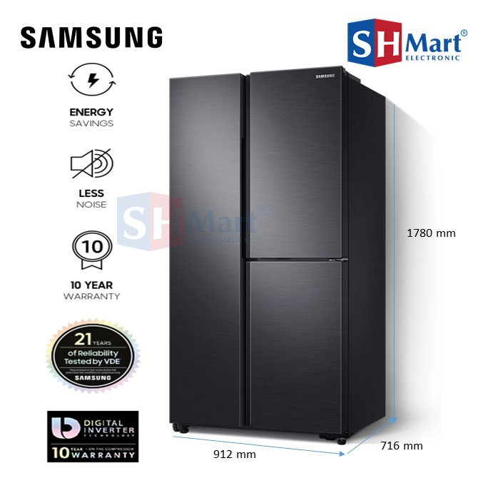 KULKAS SIDE BY SIDE SAMSUNG 3 PINTU PREMIUM RS63R5561B4 / RS63R KAPASITAS 689 LITER GARANSI RESMI