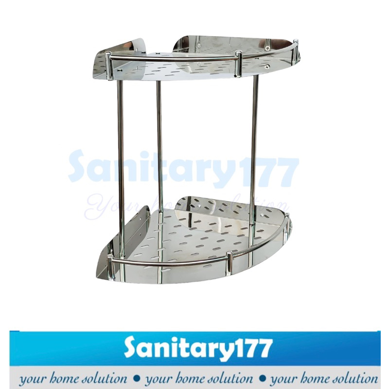 Rak Stainless Sudut 2 Susun Murah PK/ Rak Dapur Rak Kamar mandi double stainles Mandi Sabun pojok tingkat 2 /A45