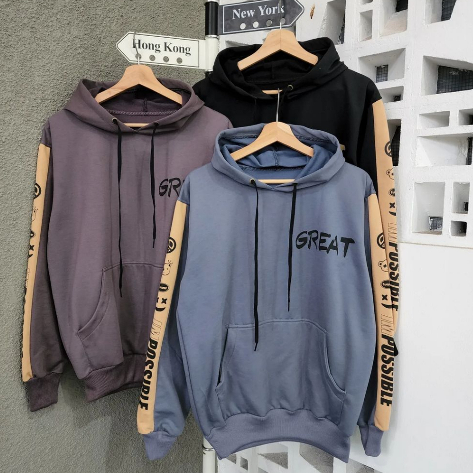 Hoodie Great Combie Hoodie Atasan Pria Wanita Hits Bahan Fleece