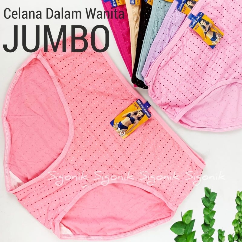 CD Celana Dalam Wanita Dewasa Jumbo Shinning Glamour POLKADOT 4XL fit 5XL XXXL XXXXL 3L 4L 5L 6L Allsize Ekstra Size Extra Cewek Perempuan SG Shining Polyester Nylon Poliester Nilon Motif Totol Bintik Maxi Random Undies Cawet Adem Melar elastis Sigonik