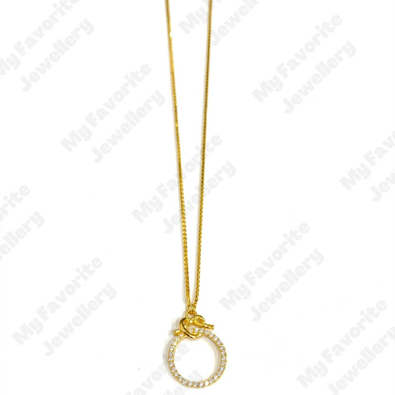 Kalung Love Knot Ring AD Emas Asli Kadar 700